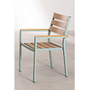 Juego de Comedor Mesa Extensible Rectangular en Aluminio (150-197x90 cm) y 6 Sillas de Jardín Apilables con Reposabrazos Saura Verde Caqui