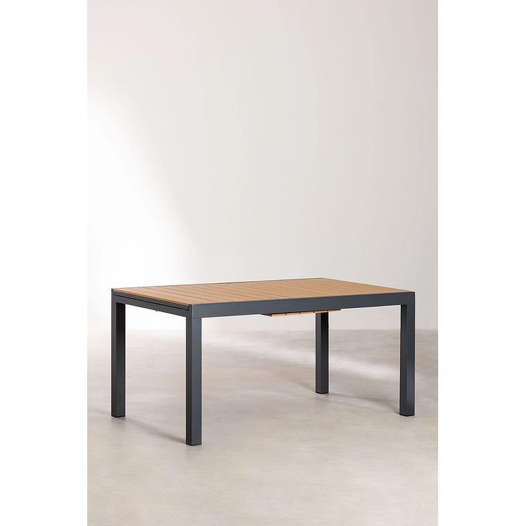 Juego de Comedor Mesa Extensible Rectangular en Aluminio (150-197x90 cm) y 6 Sillas de Jardín Apilables con Reposabrazos Saura Gris Grafito 3