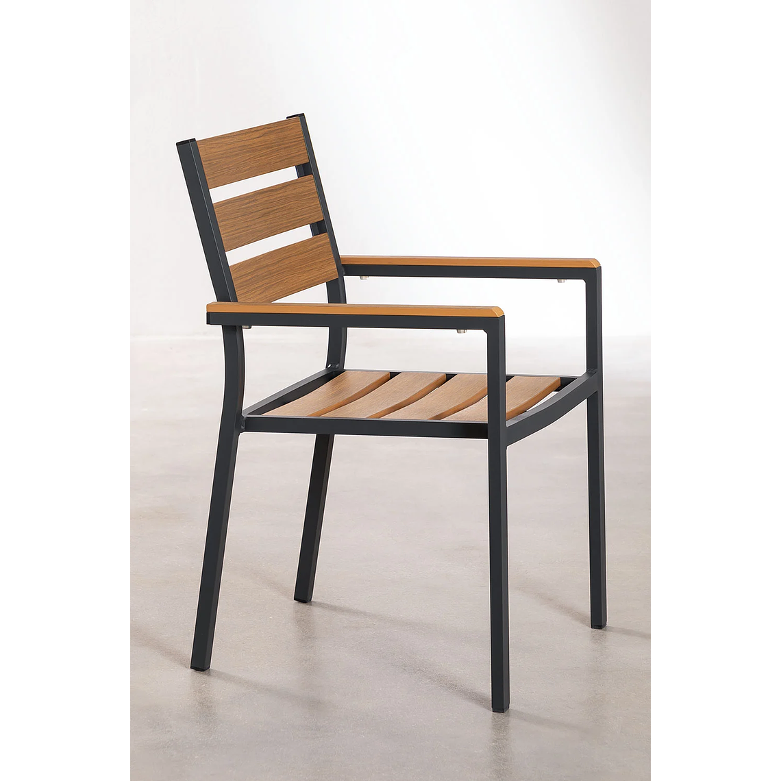 Juego de Comedor Mesa Extensible Rectangular en Aluminio (150-197x90 cm) y 6 Sillas de Jardín Apilables con Reposabrazos Saura Gris Grafito 7