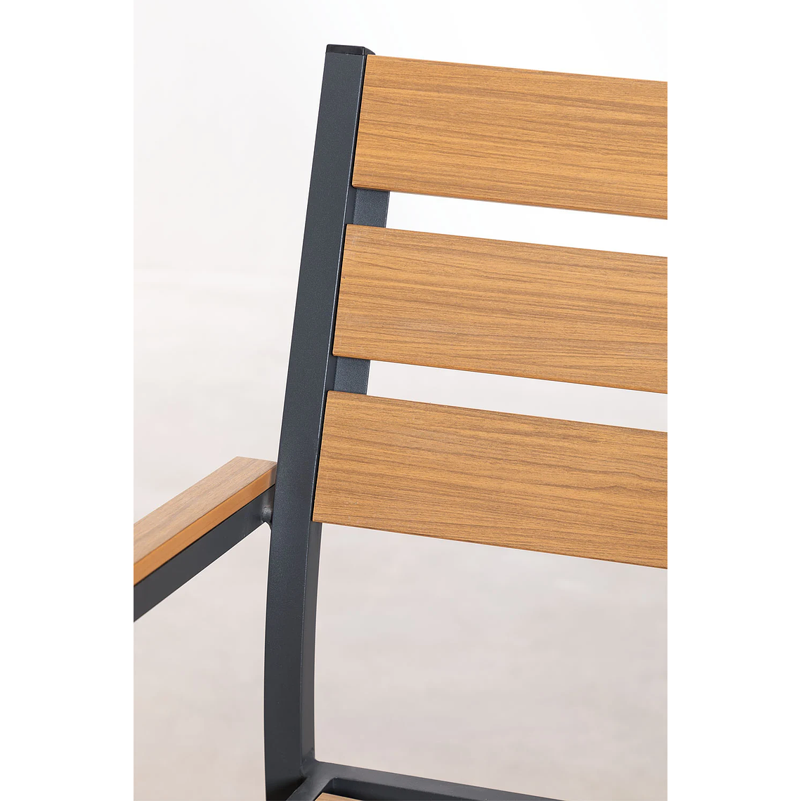 Juego de Comedor Mesa Extensible Rectangular en Aluminio (150-197x90 cm) y 6 Sillas de Jardín Apilables con Reposabrazos Saura Gris Grafito 9