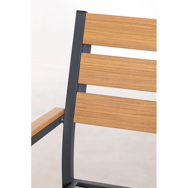 Juego de Comedor Mesa Extensible Rectangular en Aluminio (150-197x90 cm) y 6 Sillas de Jardín Apilables con Reposabrazos Saura Gris Grafito 9