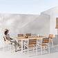 Juego de Comedor Mesa Extensible Rectangular en Aluminio (150-197x90 cm) y 6 Sillas de Jardín Apilables con Reposabrazos Saura Blanco Gardenia - Miniatura 1