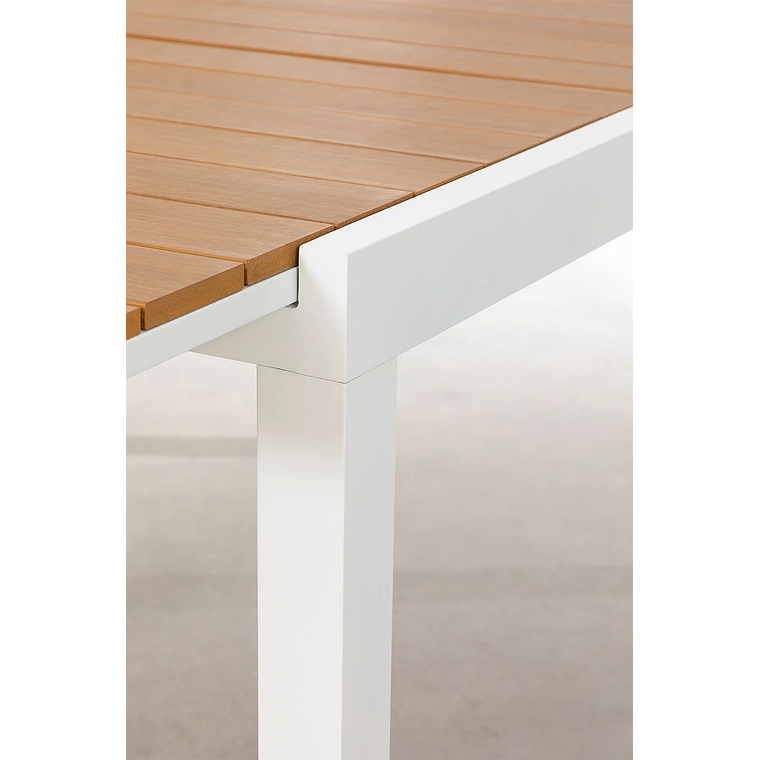 Juego de Comedor Mesa Extensible Rectangular en Aluminio (150-197x90 cm) y 6 Sillas de Jardín Apilables con Reposabrazos Saura Blanco Gardenia 5