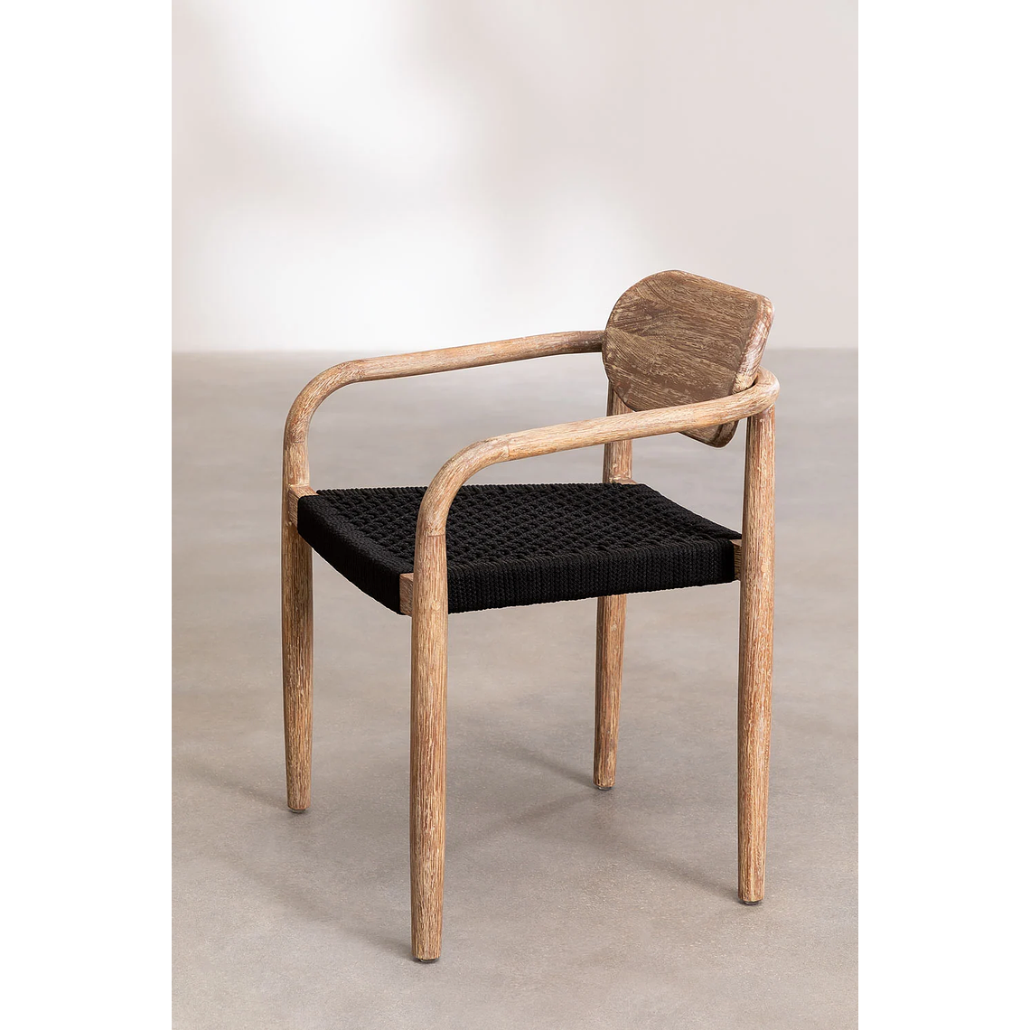 Juego de Comedor Mesa Redonda (Ø120 cm) y 6 Sillas de Jardín con Reposabrazos en Madera Naele Negro 7