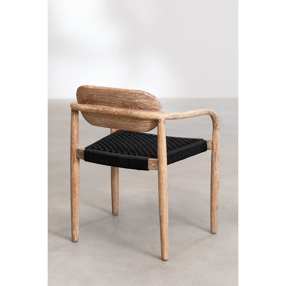 Juego de Comedor Mesa Redonda (Ø120 cm) y 6 Sillas de Jardín con Reposabrazos en Madera Naele Negro 8