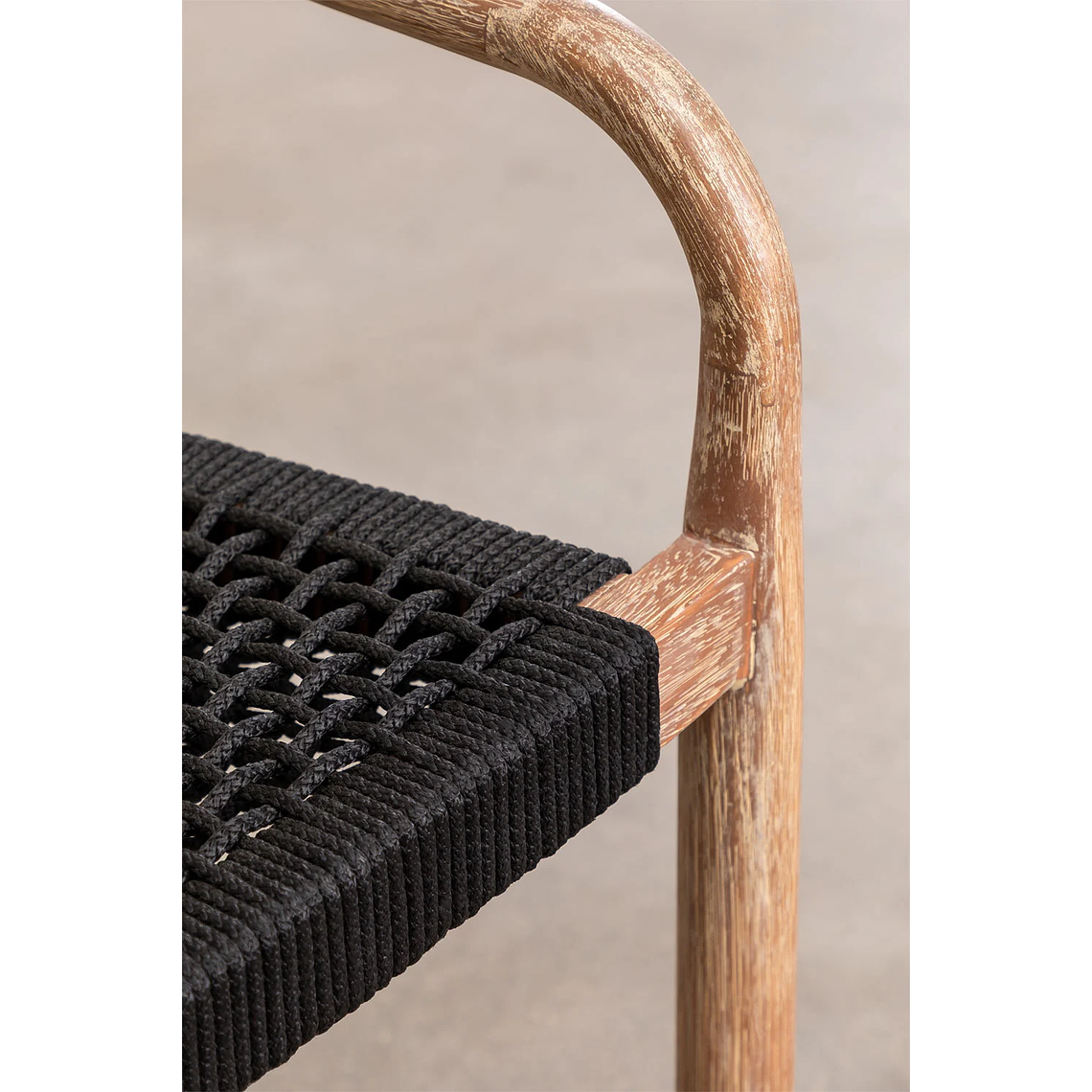 Juego de Comedor Mesa Redonda (Ø120 cm) y 6 Sillas de Jardín con Reposabrazos en Madera Naele Negro 9