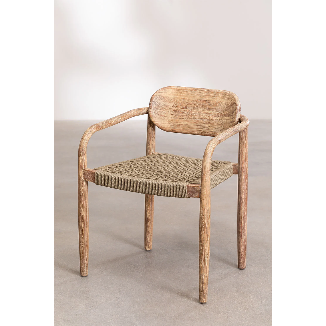 Juego de Comedor Mesa Redonda (Ø120 cm) y 6 Sillas de Jardín con Reposabrazos en Madera Naele Marrón Trigo 6