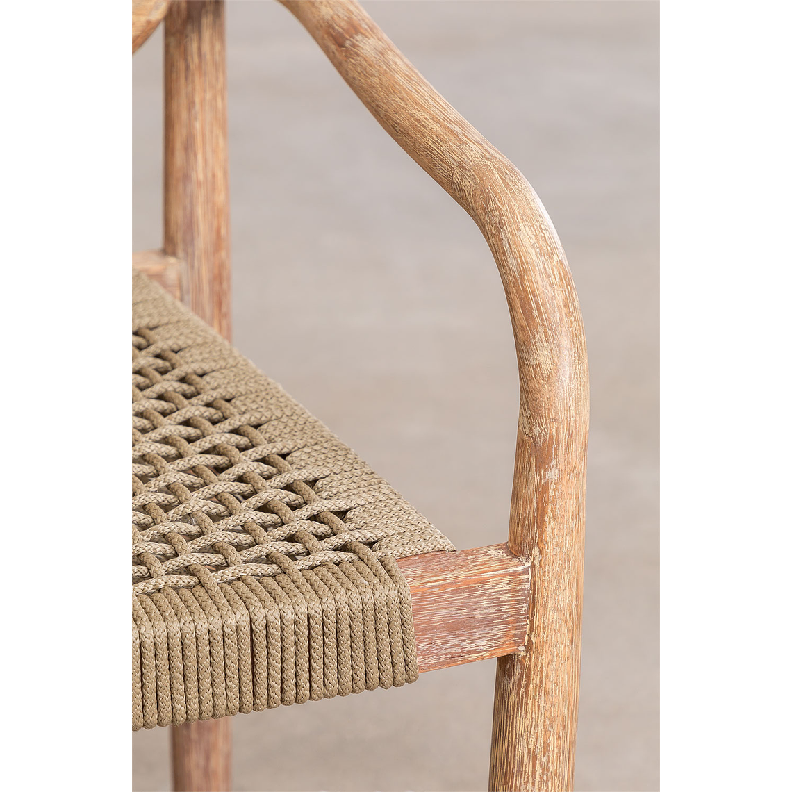 Juego de Comedor Mesa Redonda (Ø120 cm) y 6 Sillas de Jardín con Reposabrazos en Madera Naele Marrón Trigo 9