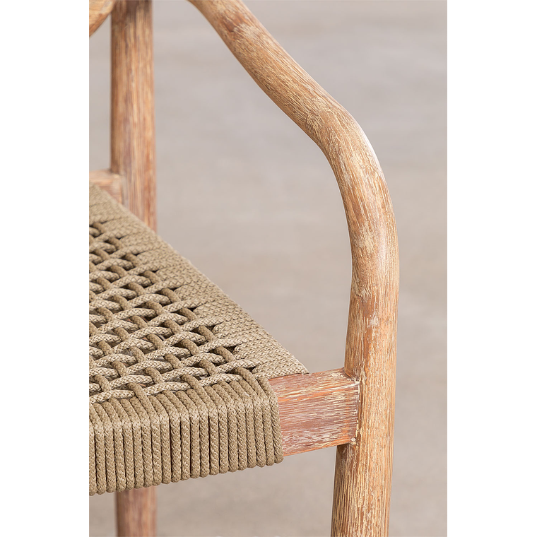 Juego de Comedor Mesa Redonda (Ø120 cm) y 6 Sillas de Jardín con Reposabrazos en Madera Naele Marrón Trigo 9