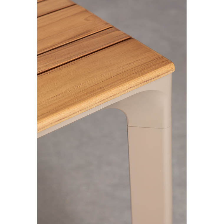 Juego de Comedor Mesa Rectangular en Aluminio y Madera de Teca (160x90 cm) Katiana y 6 Sillas en Aluminio y Cuerda Trenzada Nediam Marrón Moka 4