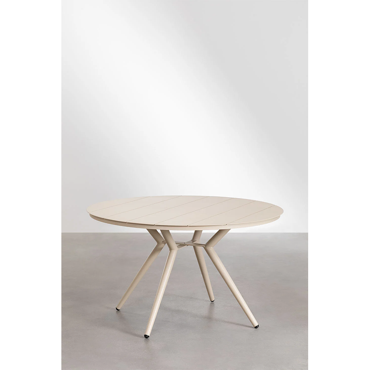 Juego de mesa redonda en aluminio (Ø125 cm) Valerie y 6 sillas de jardín Ores Beige Tapioca 3