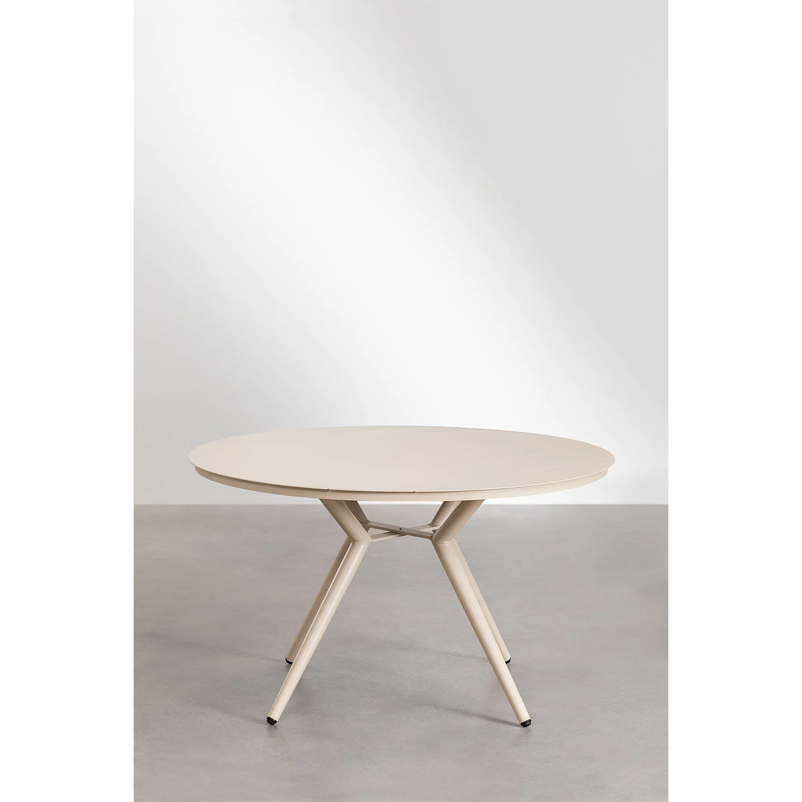 Juego de mesa redonda en aluminio (Ø125 cm) Valerie y 6 sillas de jardín Ores Beige Tapioca 4