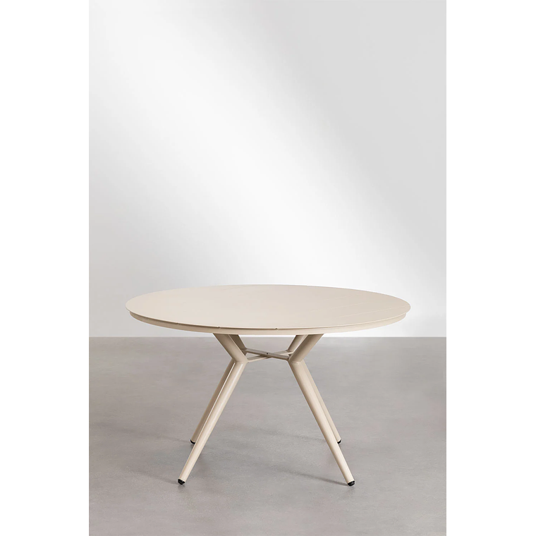 Juego de mesa redonda en aluminio (Ø125 cm) Valerie y 6 sillas de jardín Ores Beige Tapioca 4