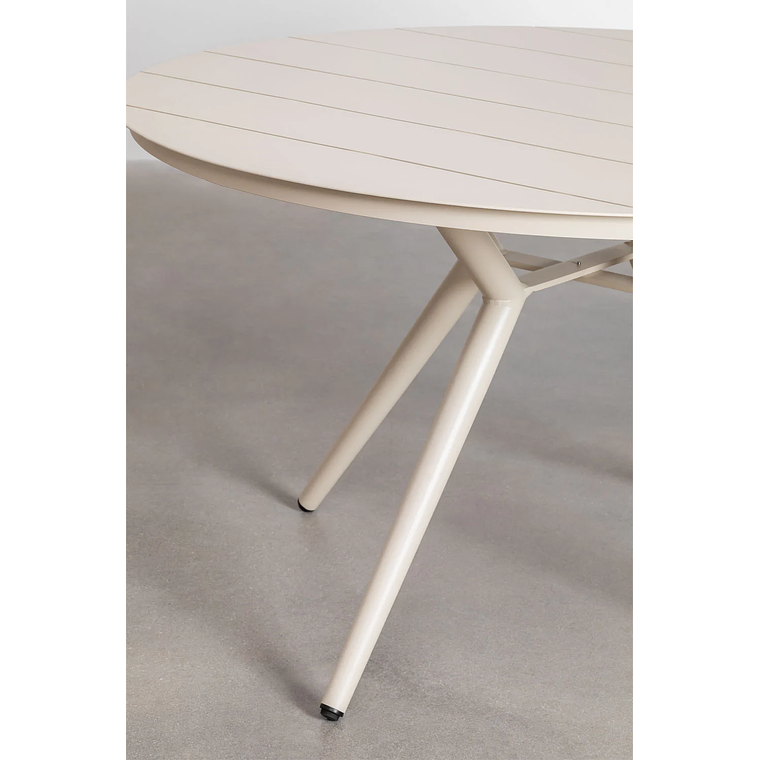 Juego de mesa redonda en aluminio (Ø125 cm) Valerie y 6 sillas de jardín Ores Beige Tapioca 5