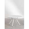 Juego de mesa redonda en aluminio (Ø125 cm) Valerie y 6 sillas de jardín Ores Blanco Gardenia