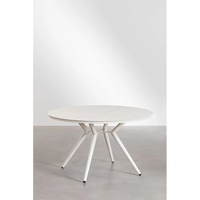 Juego de mesa redonda en aluminio (Ø125 cm) Valerie y 6 sillas de jardín Ores Blanco Gardenia 2