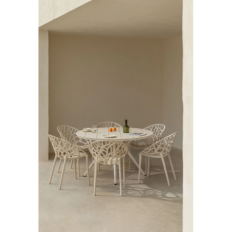 Juego de mesa redonda en aluminio (Ø125 cm) Valerie y 6 sillas de jardín Ores Blanco Gardenia 8