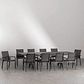 Juego de Mesa Extensible Rectangular (240-300x100 cm) y 10 Sillas de Jardín Apilables en Aluminio Karena Gris Grafito - Miniatura 2
