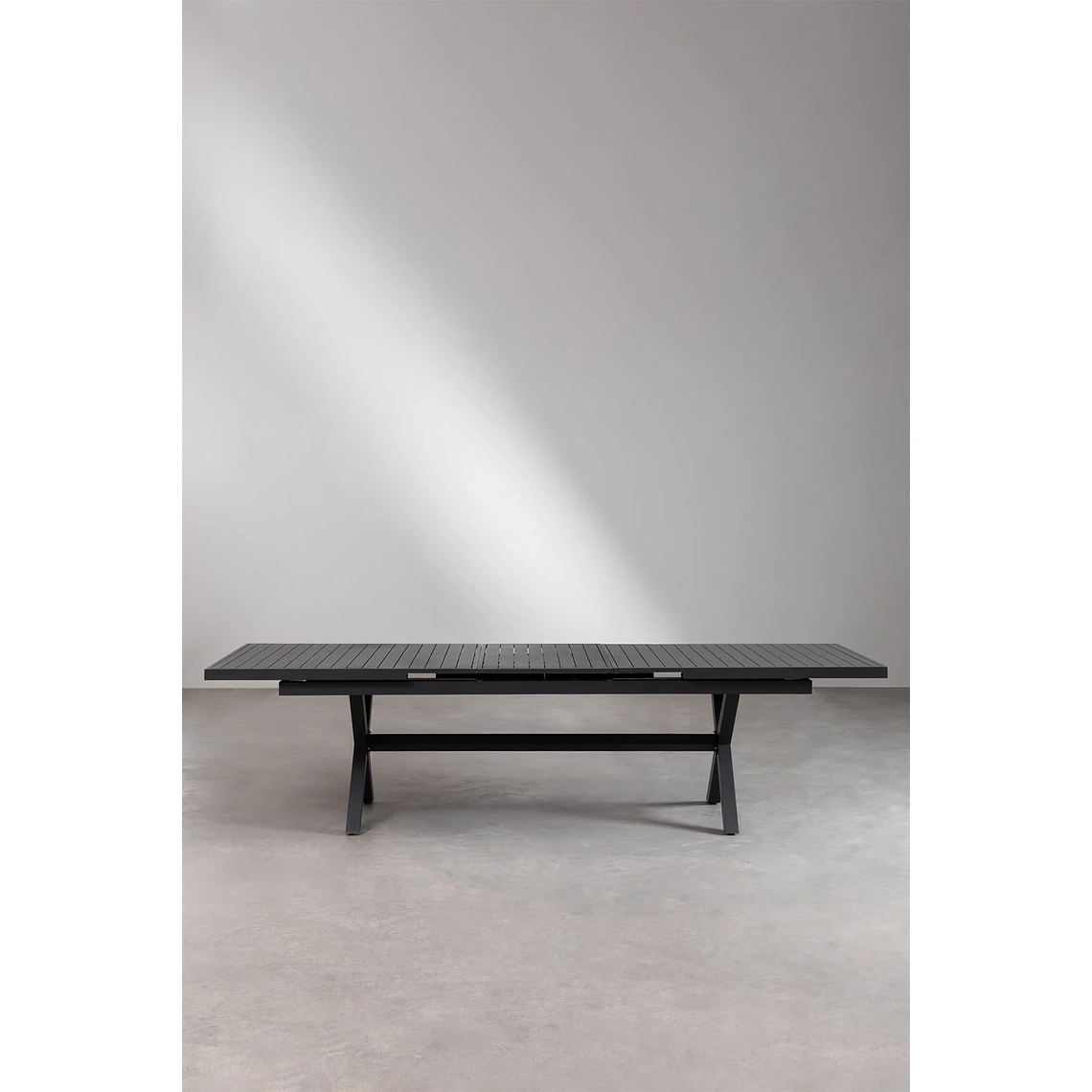 Juego de Mesa Extensible Rectangular (240-300x100 cm) y 10 Sillas de Jardín Apilables en Aluminio Karena Gris Grafito 4