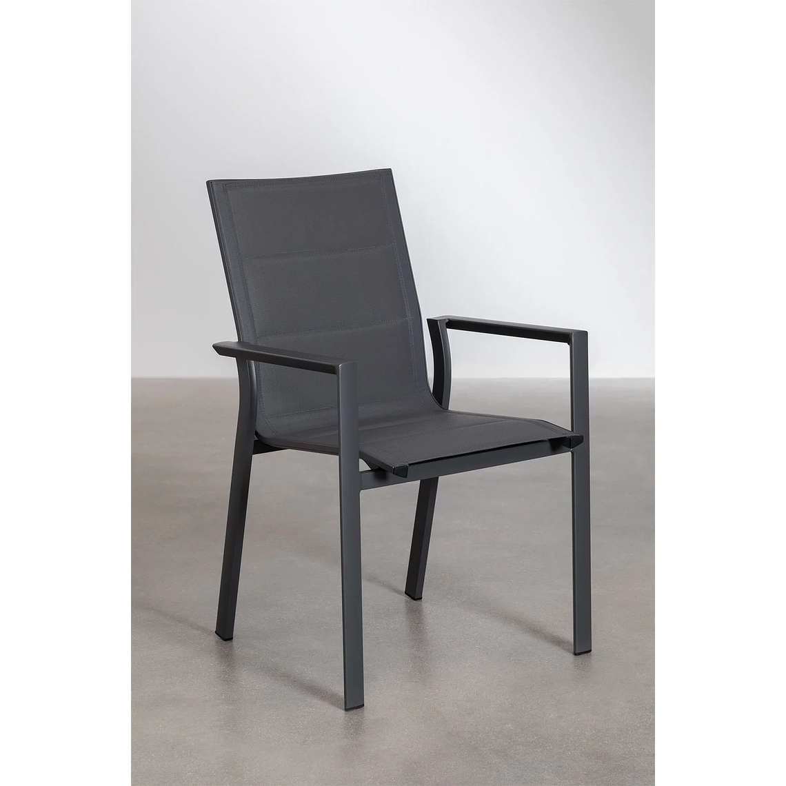 Juego de Mesa Extensible Rectangular (240-300x100 cm) y 10 Sillas de Jardín Apilables en Aluminio Karena Gris Grafito 6