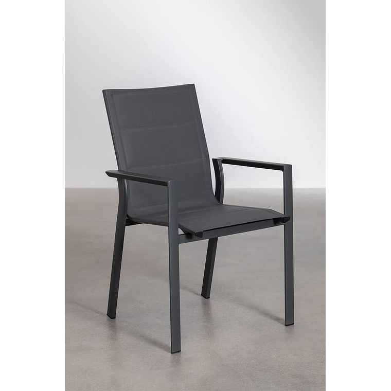 Juego de Mesa Extensible Rectangular (240-300x100 cm) y 10 Sillas de Jardín Apilables en Aluminio Karena Gris Grafito 6