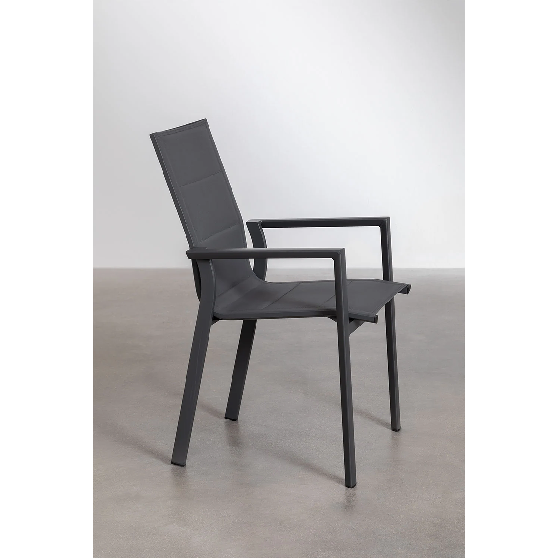 Juego de Mesa Extensible Rectangular (240-300x100 cm) y 10 Sillas de Jardín Apilables en Aluminio Karena Gris Grafito 7