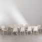 Juego de Mesa Extensible Rectangular (240-300x100 cm) y 10 Sillas de Jardín Apilables en Aluminio Karena Beige Tapioca - Miniatura 2