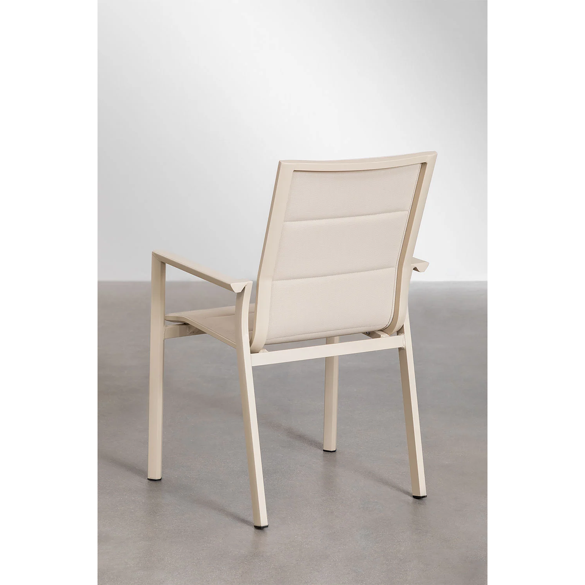 Juego de Mesa Extensible Rectangular (240-300x100 cm) y 10 Sillas de Jardín Apilables en Aluminio Karena Beige Tapioca 8