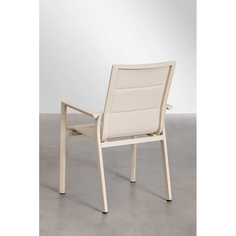 Juego de Mesa Extensible Rectangular (240-300x100 cm) y 10 Sillas de Jardín Apilables en Aluminio Karena Beige Tapioca 8