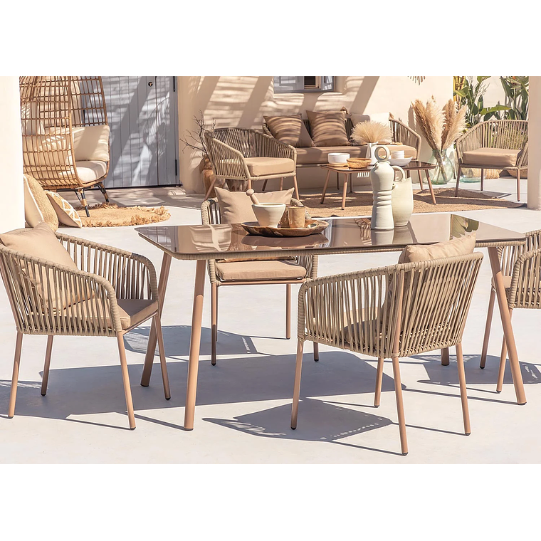 Juego de Mesa Rectangular 4 sillas Arhiza Classic & mesa Arhiza Marrón Caramelo - Marrón Moka 1