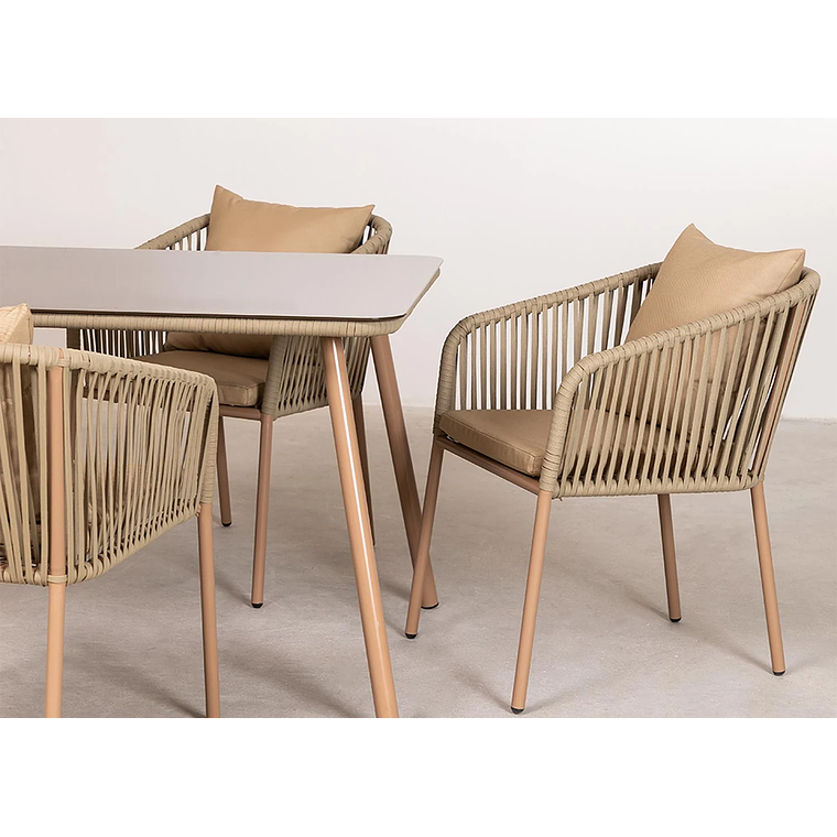 Juego de Mesa Rectangular 4 sillas Arhiza Classic & mesa Arhiza Marrón Caramelo - Marrón Moka 3