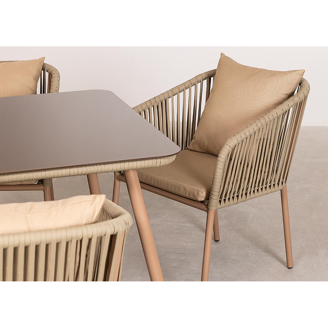 Juego de Mesa Rectangular 4 sillas Arhiza Classic & mesa Arhiza Marrón Caramelo - Marrón Moka 4