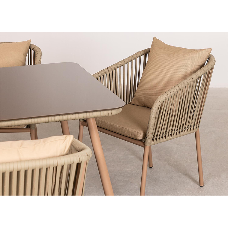 Juego de Mesa Rectangular 4 sillas Arhiza Classic & mesa Arhiza Marrón Caramelo - Marrón Moka 4