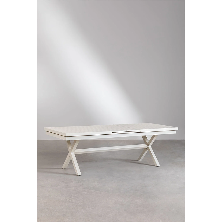 Juego de Mesa de Jardín Extensible Rectangular en Aluminio (240-300x100 cm) Karena y 10 Sillas de Jardín Eika 3