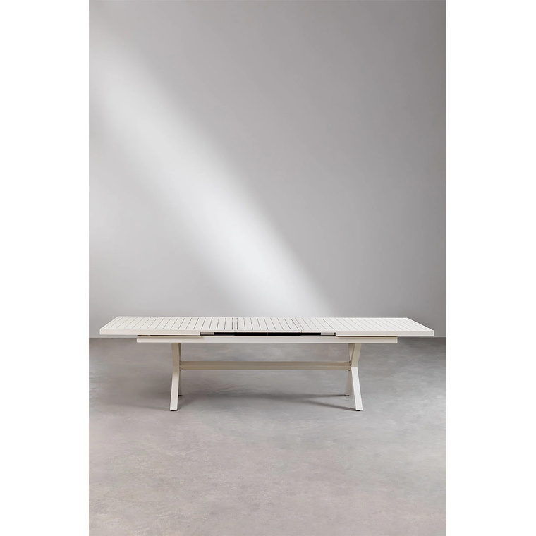 Juego de Mesa de Jardín Extensible Rectangular en Aluminio (240-300x100 cm) Karena y 10 Sillas de Jardín Eika 4