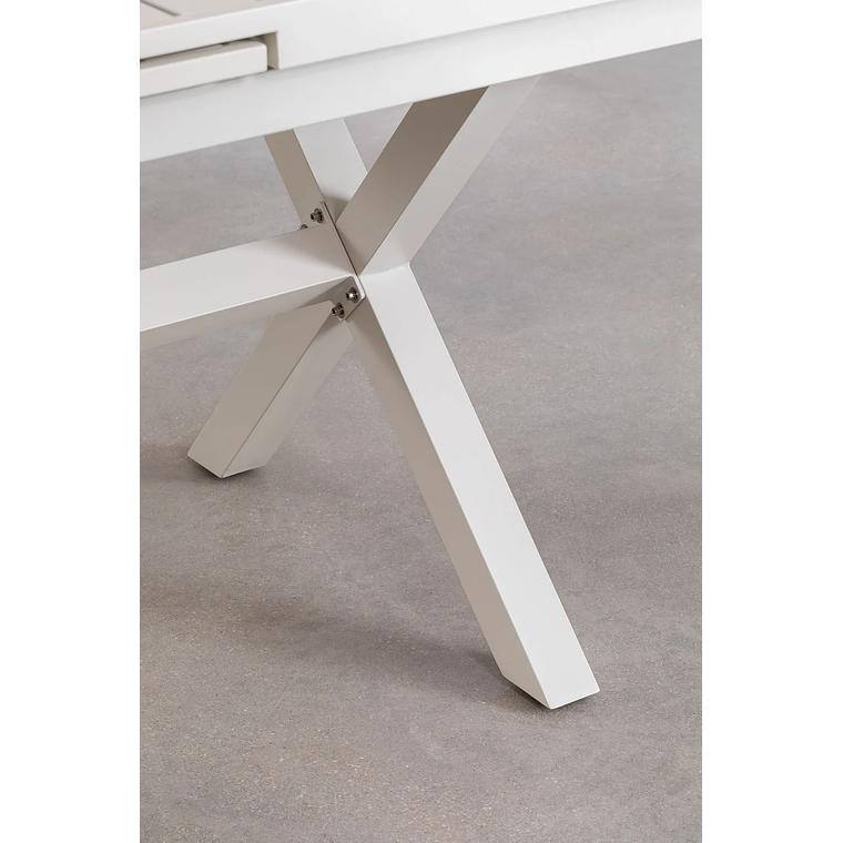 Juego de Mesa de Jardín Extensible Rectangular en Aluminio (240-300x100 cm) Karena y 10 Sillas de Jardín Eika 5