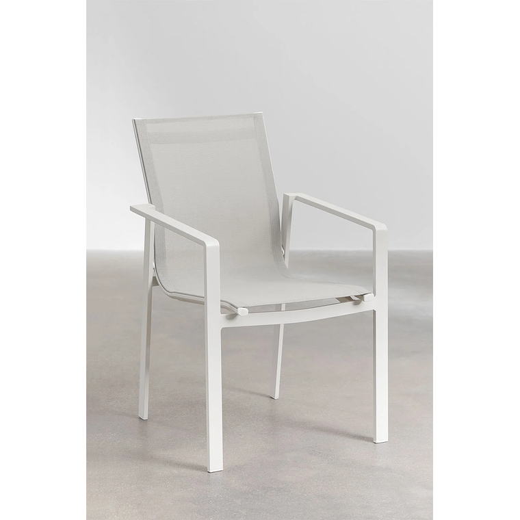 Juego de Mesa de Jardín Extensible Rectangular en Aluminio (240-300x100 cm) Karena y 10 Sillas de Jardín Eika 6