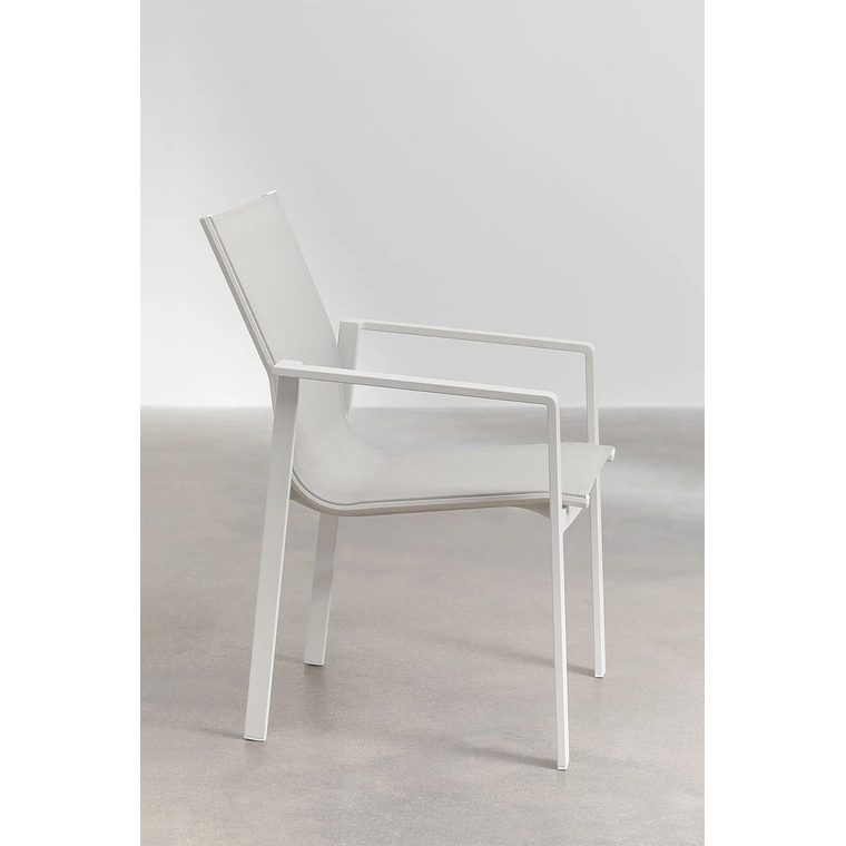 Juego de Mesa de Jardín Extensible Rectangular en Aluminio (240-300x100 cm) Karena y 10 Sillas de Jardín Eika 7