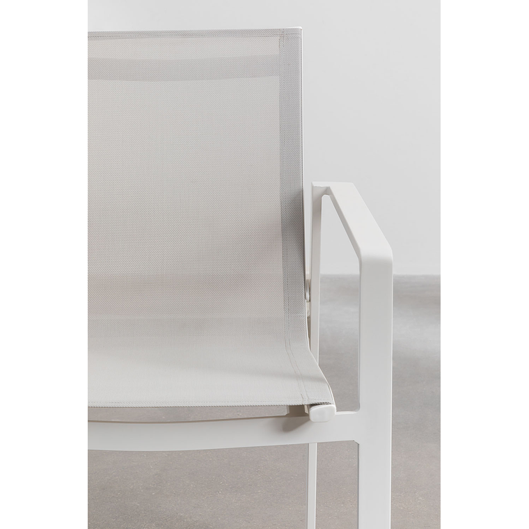 Juego de Mesa de Jardín Extensible Rectangular en Aluminio (240-300x100 cm) Karena y 10 Sillas de Jardín Eika 9