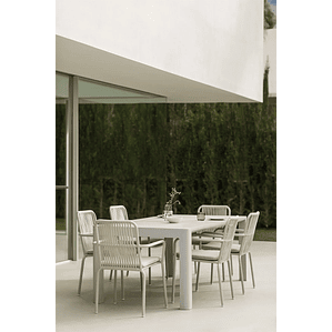 Juego de Mesa Rectangular (180x100 cm) Arnadine y 6 Sillas de Jardín Apilables en Aluminio Alberta Gris Claro