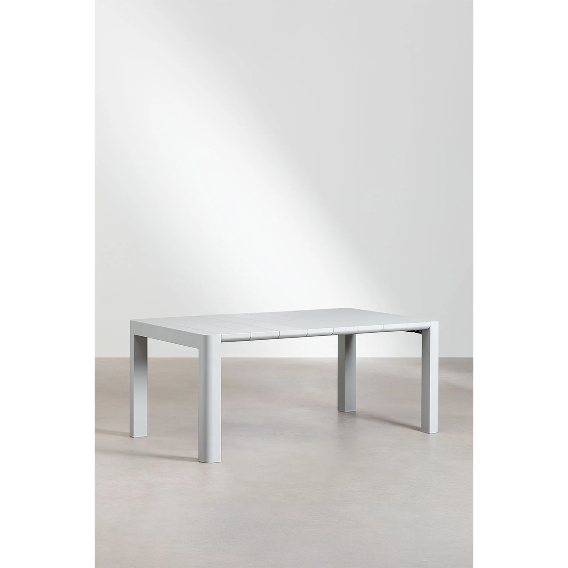 Juego de Mesa Rectangular (180x100 cm) Arnadine y 6 Sillas de Jardín Apilables en Aluminio Alberta Gris Claro 2