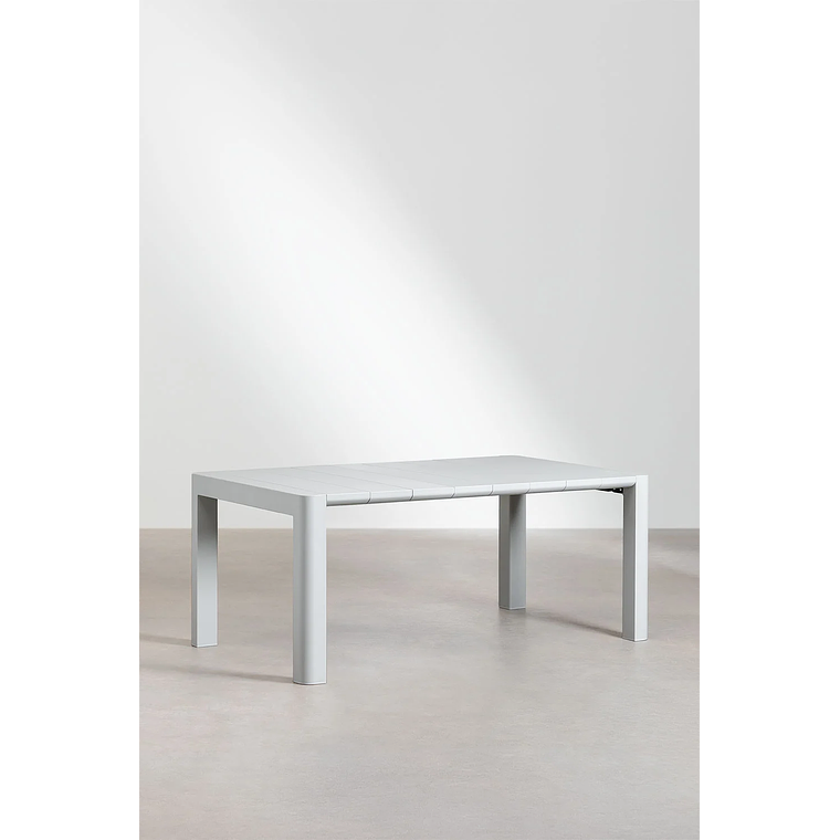 Juego de Mesa Rectangular (180x100 cm) Arnadine y 6 Sillas de Jardín Apilables en Aluminio Alberta Gris Claro 2