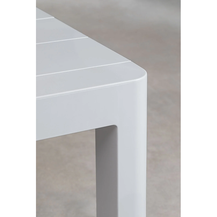 Juego de Mesa Rectangular (180x100 cm) Arnadine y 6 Sillas de Jardín Apilables en Aluminio Alberta Gris Claro 3