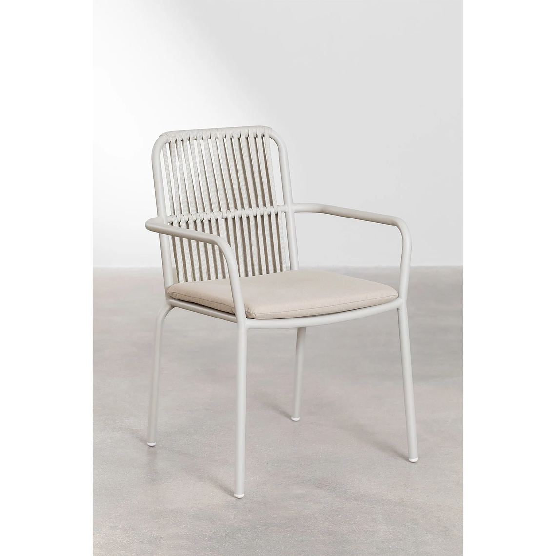 Juego de Mesa Rectangular (180x100 cm) Arnadine y 6 Sillas de Jardín Apilables en Aluminio Alberta Gris Claro 5