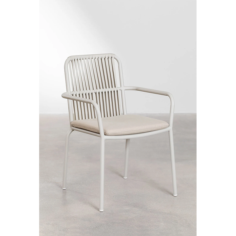 Juego de Mesa Rectangular (180x100 cm) Arnadine y 6 Sillas de Jardín Apilables en Aluminio Alberta Gris Claro 5