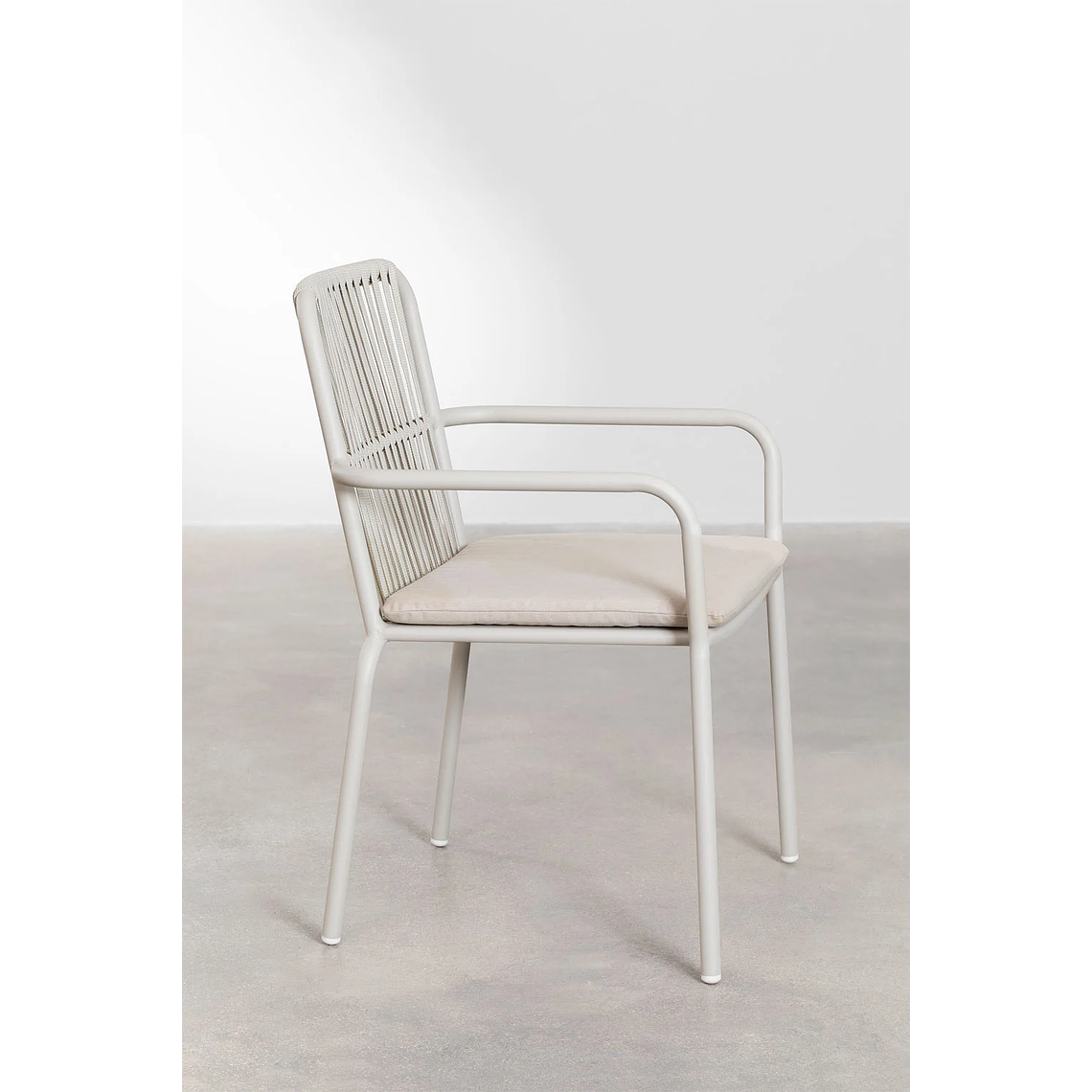 Juego de Mesa Rectangular (180x100 cm) Arnadine y 6 Sillas de Jardín Apilables en Aluminio Alberta Gris Claro 6