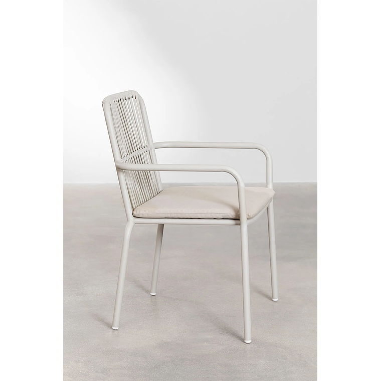 Juego de Mesa Rectangular (180x100 cm) Arnadine y 6 Sillas de Jardín Apilables en Aluminio Alberta Gris Claro 6