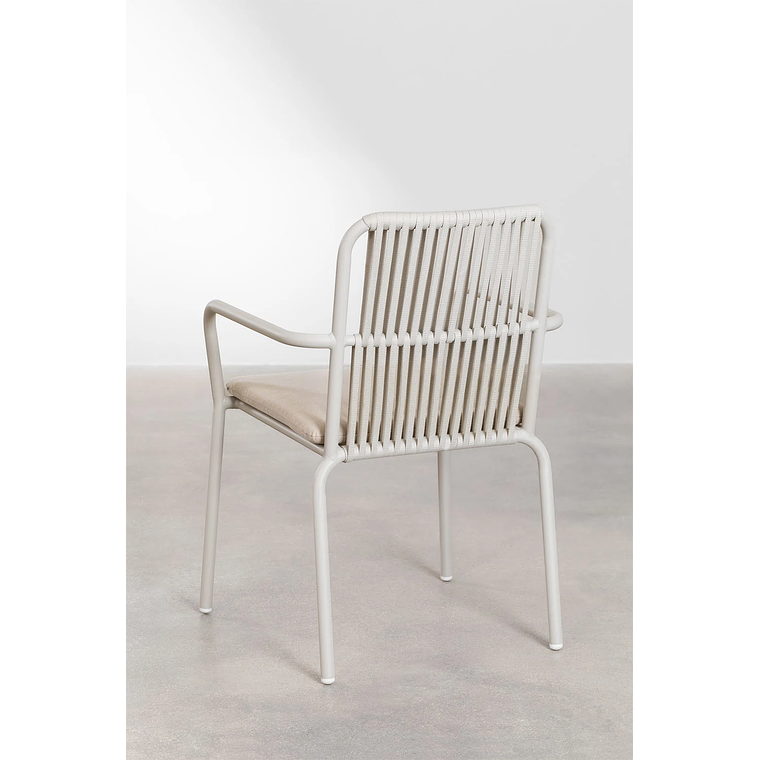 Juego de Mesa Rectangular (180x100 cm) Arnadine y 6 Sillas de Jardín Apilables en Aluminio Alberta Gris Claro 7