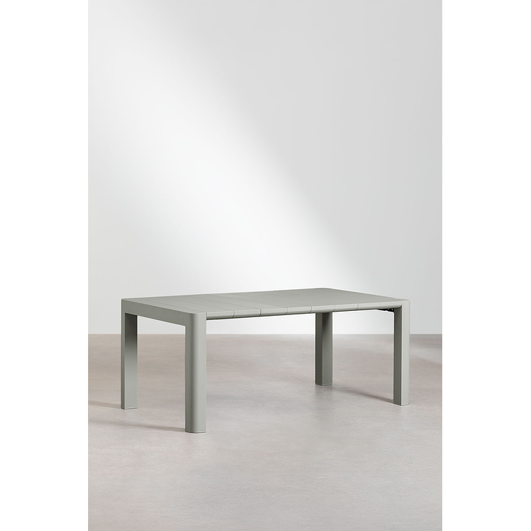 Juego de Mesa Rectangular (180x100 cm) Arnadine y 6 Sillas de Jardín Apilables en Aluminio Alberta Verde Caqui 2