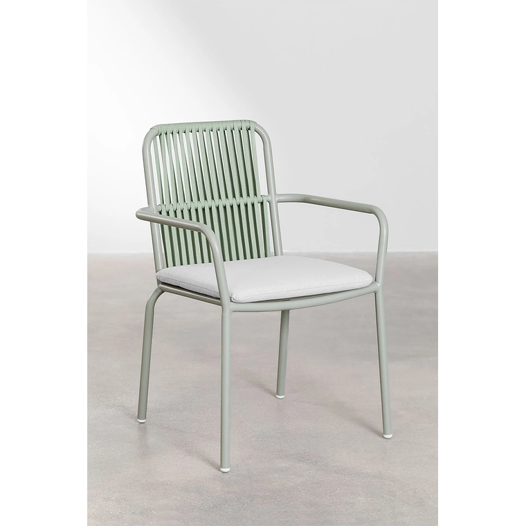 Juego de Mesa Rectangular (180x100 cm) Arnadine y 6 Sillas de Jardín Apilables en Aluminio Alberta Verde Caqui 5